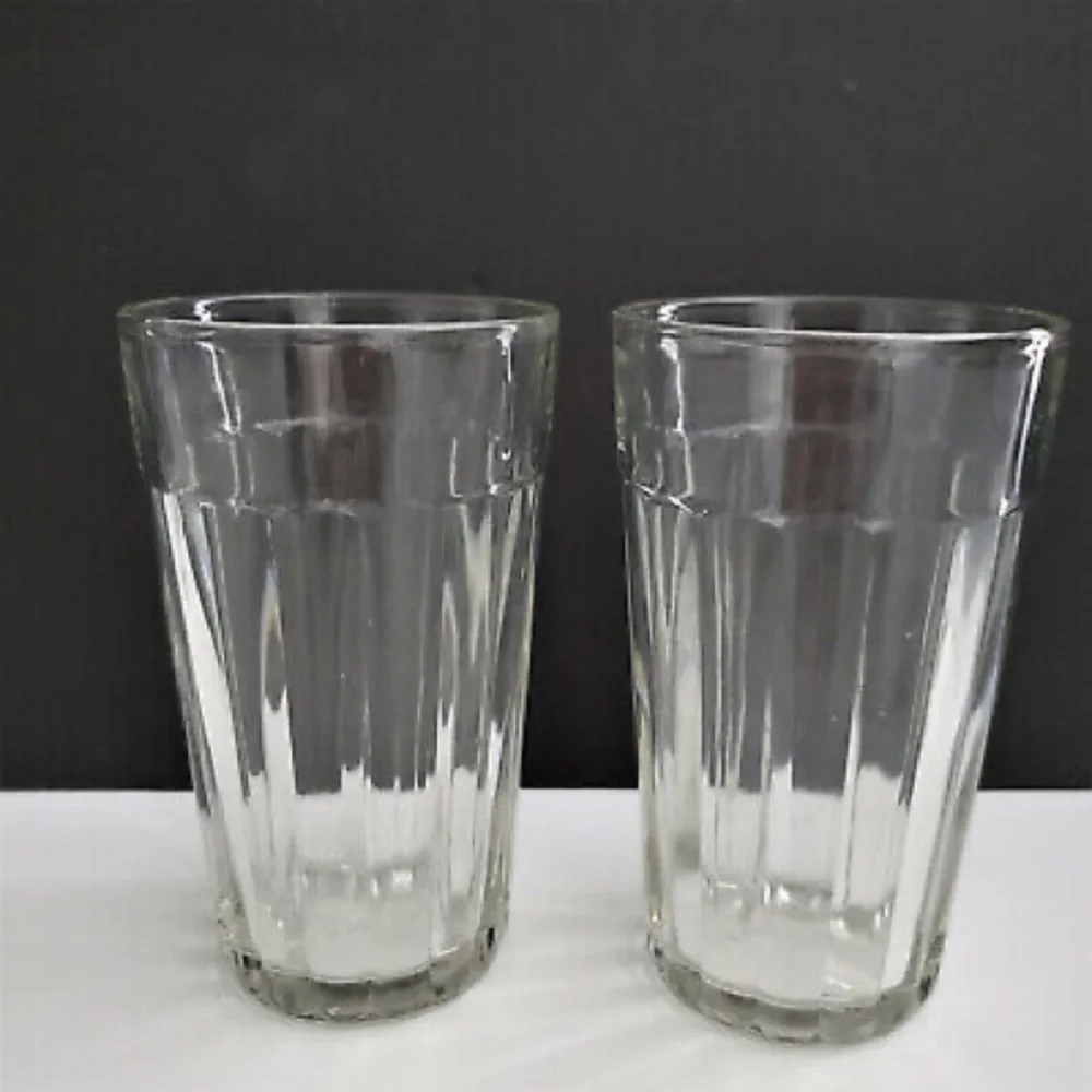 Set off 6/ Totally Today Straight Paneled Round Clear 10 oz Drinking Glasses